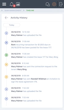 Team activity history