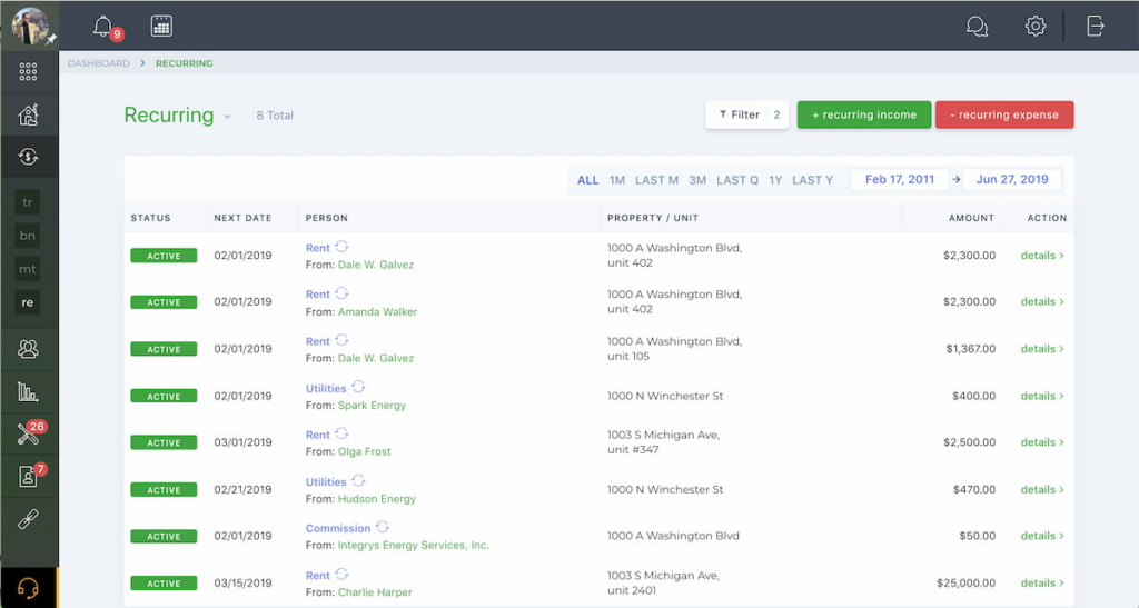 Product UI screenshot of tenantcloud dashboard
