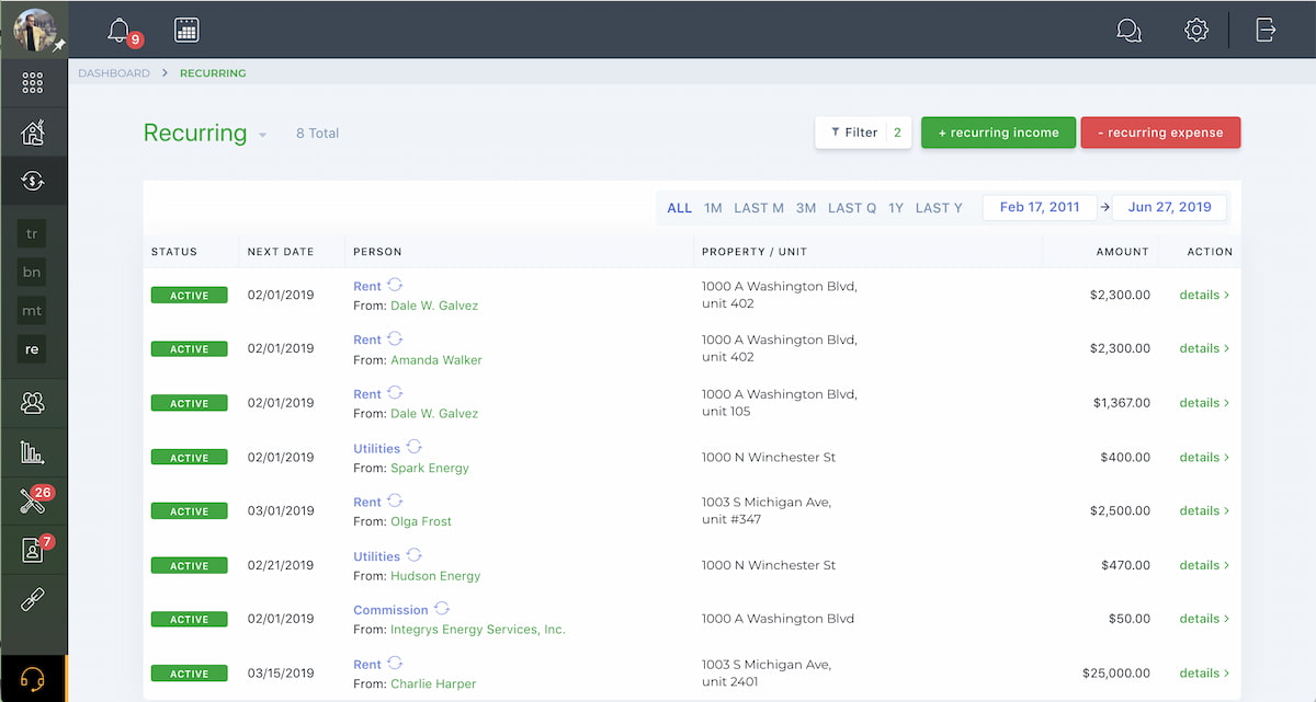 Product UI screenshot of tenantcloud dashboard