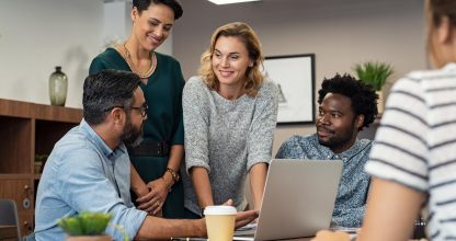 Creative business people working together