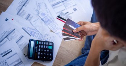 Business people are stressed about credit card debt and many bil