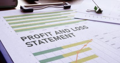 Profit and loss statement is shown using the text and photo of charts