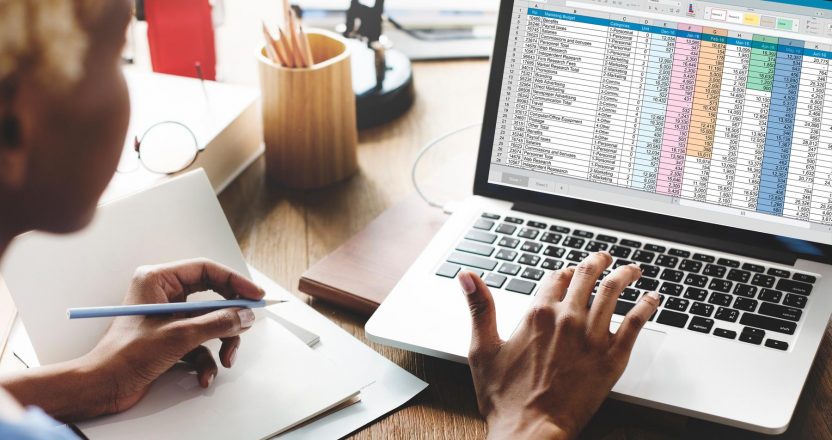 Spreadsheet Document Information Financial Startup Concept